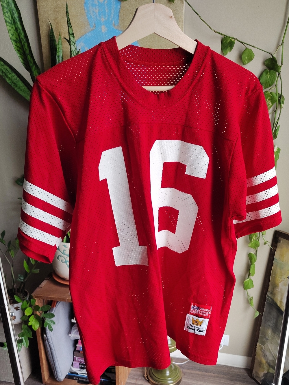 Vintage MacGregor Red Mesh Football Jersey 16 Joe Montana 49ers